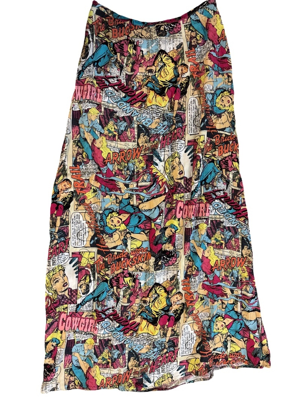 Double D Ranch Comic Panel Maxi Skirt - Pink, Yellow, Blue, Cream